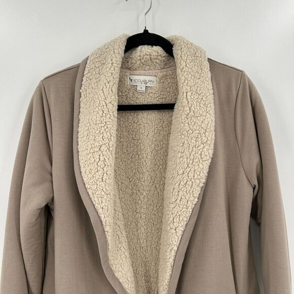 KOOLABURRA By UGG Brown Cream Sherpa Super Soft Open Cardigan Sweater Size Small - Picture 3 of 6
